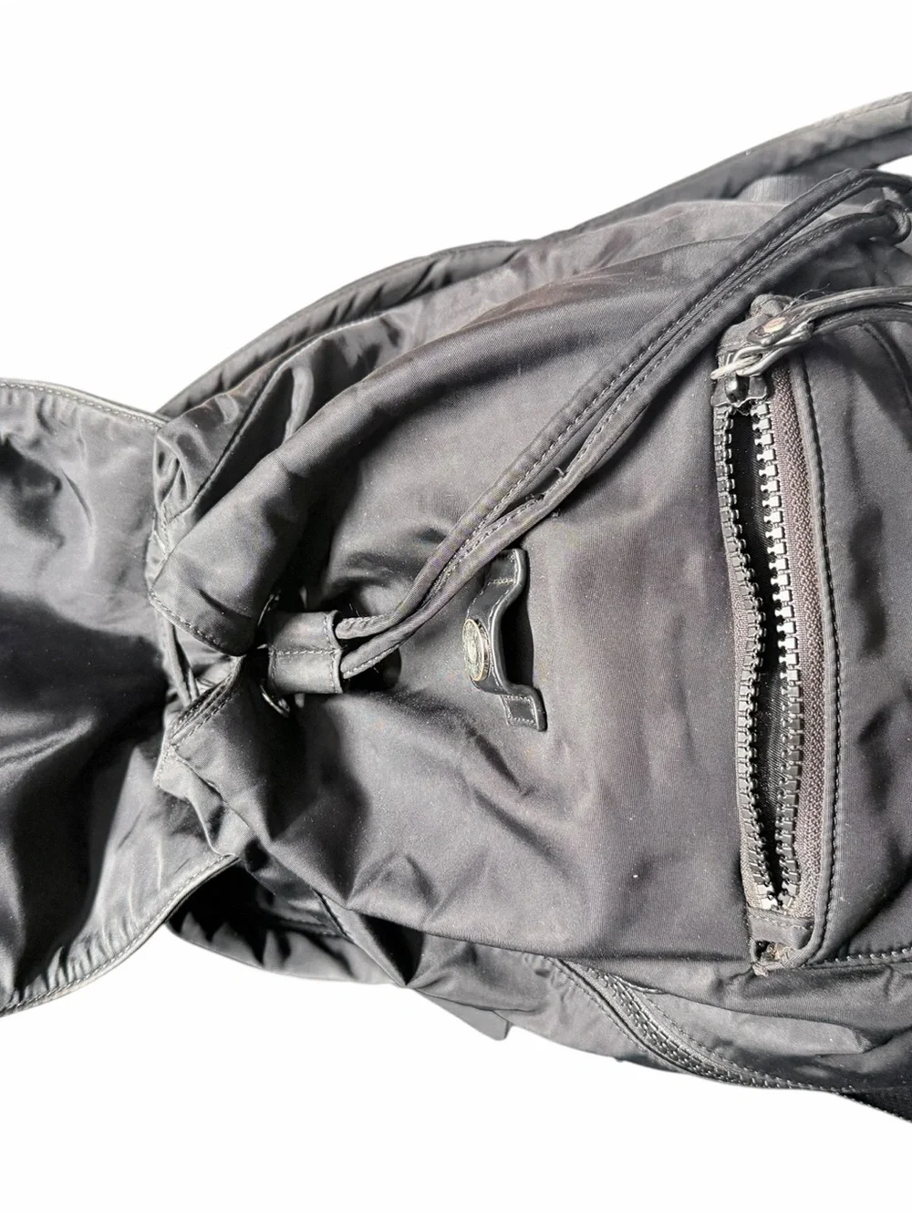 Rebecca Minkoff Black Nylon Drawstring Backpack with Front Zip